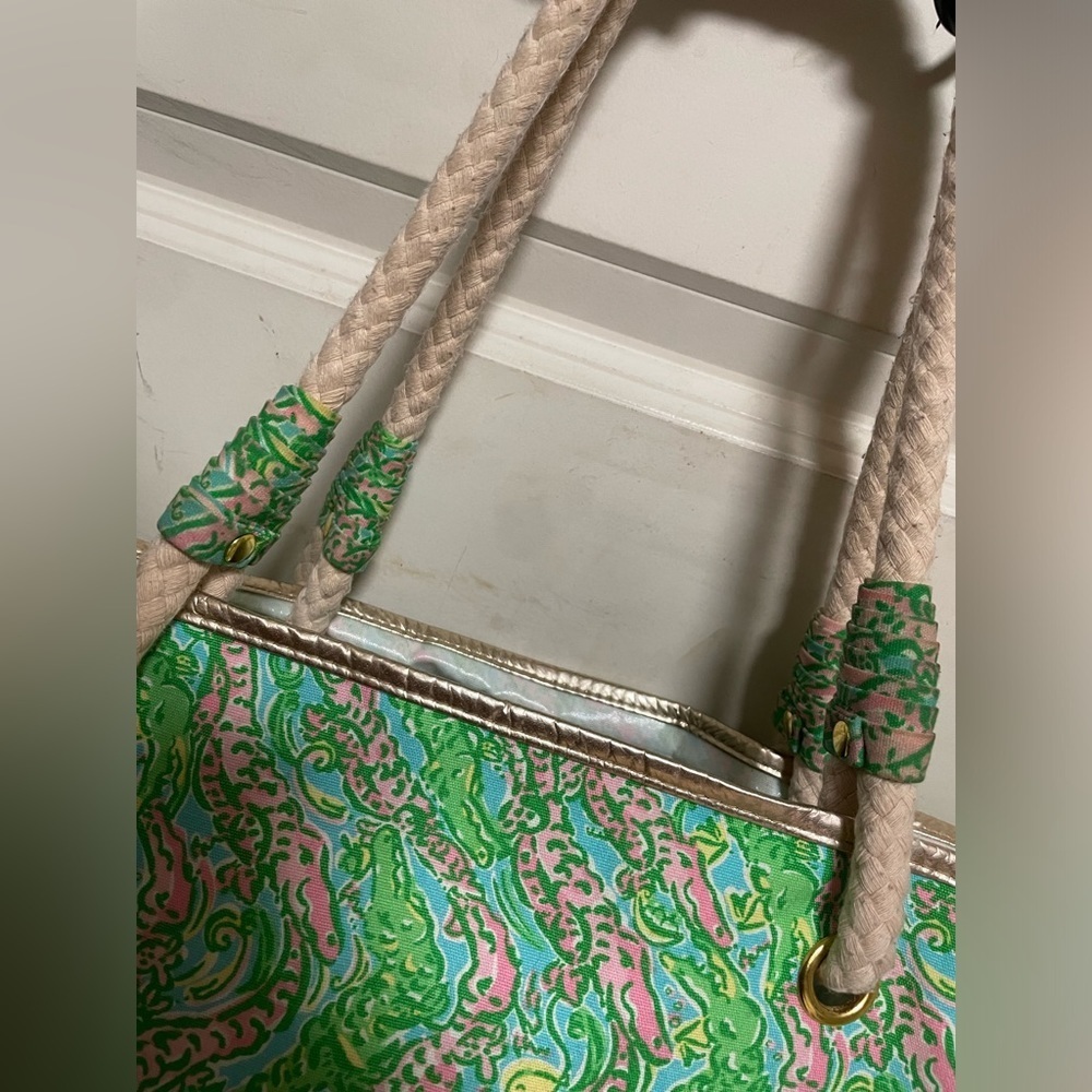Lilly Pulitzer Green and Pink Tote Bag - Picture 8 of 13